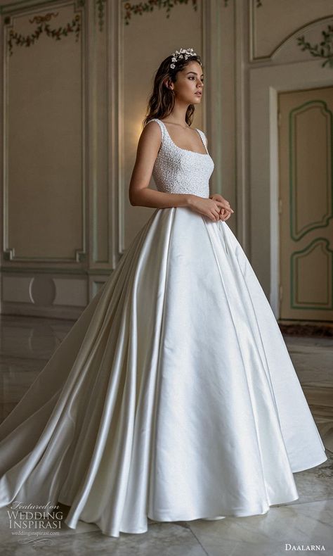 Square Wedding Dress, Square Neckline Wedding Dress, 2022 Wedding Dresses, A Line Ball Gown, Debutante Dresses, Celebrity Bride, Deb Dresses, Classy Wedding Dress, Celebrity Wedding Dresses