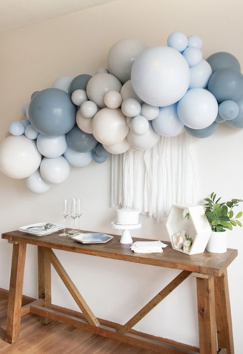 Cerulean Balloon Garland Kit With Shades of Blue for Birthday Boy Baby Shower Bachelor Party Engagement Party Wedding and More - Etsy Muted Blue Balloon Garland, Baby Shower Decoration For Boys, Simple Diy Balloon Arch, Dusty Blue Birthday Party Decorations, Simple Boy Shower, Baby Sprinkle Decorations Boy, Classic Blue Baby Shower Decor, Indoor Baby Shower Decor, Dusty Blue Balloon Arch