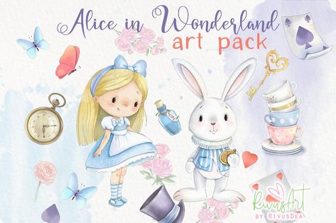 Alice In Wonderland Croquet, Alice In Wonderland Clipart, Cute Clipart, White Rabbit, Christmas Watercolor, الرسومات اللطيفة, Mad Hatter, Watercolor Clipart, Digital Clip Art