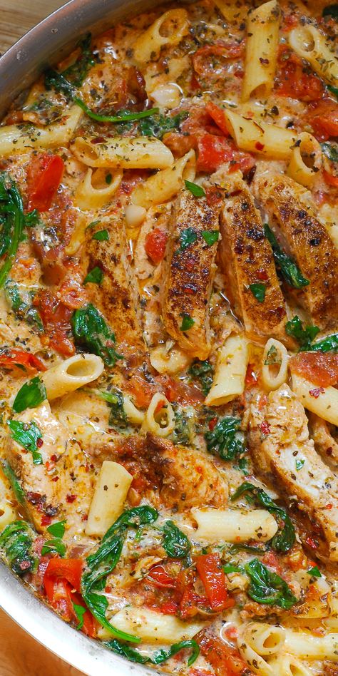 Creamy Spinach And Tomato Pasta, Chicken Tomato Alfredo Pasta, Bacon Chicken Pasta Recipes, Chicken And Gouda Recipes, Tuscany Chicken Pasta Recipe, Roasted Chicken Pasta Recipes, Chef Recipes Professional, Healthy Dinner Recipes For Family Eating Clean, 30 Min Dinner Recipes