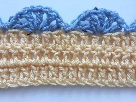 Crochet Shell Pattern, Crochet Scalloped Edge, Crochet Edging Pattern, Crochet Blanket Border, Crochet Blanket Edging, Crochet Border Patterns, Crochet Shell Stitch, Crochet Edging Patterns, Crochet Simple