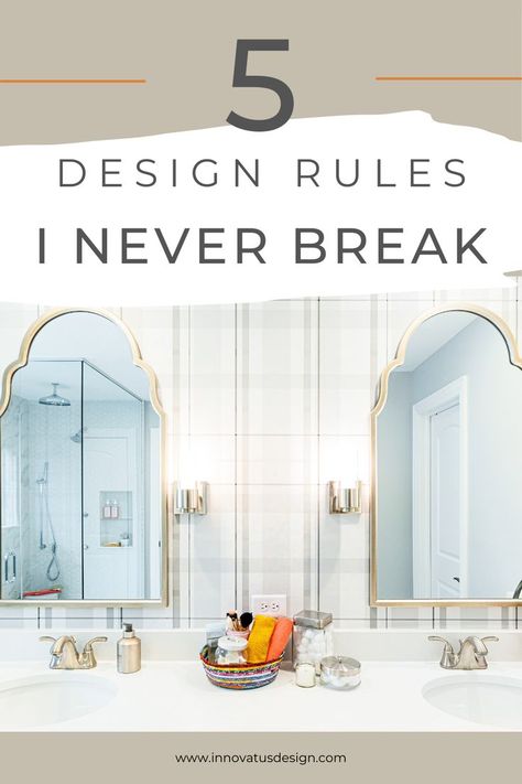 Have you ever wondered what design rules interior designers follow? Explore the 5 Basic Design Rules I Never Break in our latest article. Top tips and ideas from a professional interior designer! #interiordesignideas #interiordesigninspo #interiordesigndecor #interiordesignlovers #homedecorlovers #homedecorinspo #interiordesigners Galey Alix Design Bathroom, Design Rules Interior, Interior Design Basic Rules, Spa Bathroom Design Ideas, Interior Design Rules, Interior Design Guidelines, Spa Bathroom Design, Interior Design Basics, Decorating Rules