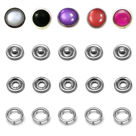 PRICES MAY VARY. Coming in a wide variety of colors, the pearl snap fasteners have a pearl-like finish and durable, metal exterior. This snap top features a domed, synthetic half-pearl rimmed with a silver ring. The pearl is opalescent with a variety of hues per color which makes it an attractive closure for any project. This snap is most commonly found on men's, women's and children's shirts for western, rodeo and horse riding/dancing clothing. They are available in sizes 16(10 mm) with 5 color Top Pearl, Prong Ring, Snap Fasteners, Sewing Art, Western Shirt, Sewing Notions, Western Shirts, Crochet Jewelry, Sewing Stores