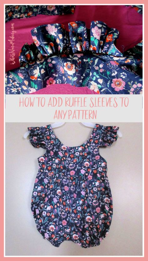 Ruffle Sleeve Pattern, Diy Ruffle Sleeve, Ruffle Sleeve Top Pattern, How To Sew A Ruffle, How To Make Ruffles, Sleeveless Dress Pattern, Ruffle Sleeves Pattern, Patterns Skirt, Barbie Products