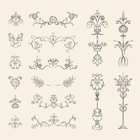 Vintage Ornamental Tattoo, Ornamental Flower Tattoo, Flourish Tattoo, Antique Tattoo, Victorian Tattoo, Ornament Illustration, Art Nouveau Tattoo, Mystical Tattoos, Nouveau Tattoo