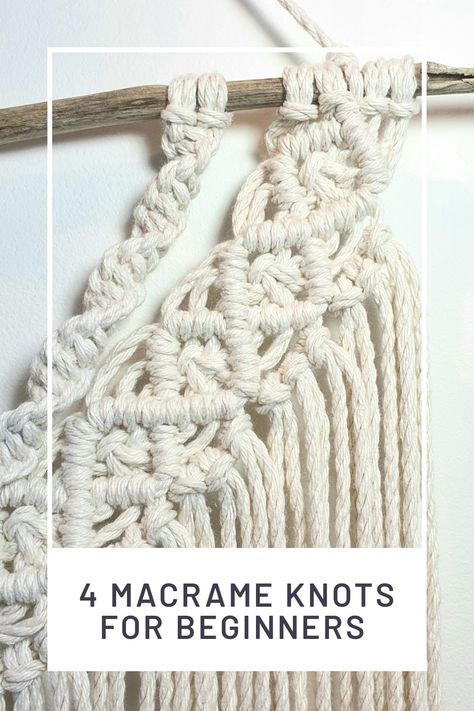 Learn the four basic knots in this easy tutorial before you start on your first macrame project! Beginner Macrame, Basic Knots, Basic Macrame Knots, Basic Macrame, Half Hitch Knot, Knots Diy, New Hobby, Diy Macrame, Macrame Knots