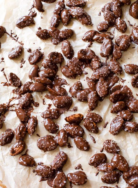 The 75 All-Time Best Chocolate Recipes Salted Almonds Recipe, Healthy Chocolate Treats, Best Low Carb Snacks, Dark Chocolate Sea Salt, Gluten Free Chocolate Recipes, Easy Low Carb Snacks, Sea Salt Chocolate, Chocolate Covered Almonds, Dark Chocolate Almonds