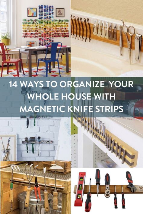 Ikea Magnetic Knife Strip Hack, Magnetic Strip Ideas, Magnetic Knife Holder Ideas, Diy Magnetic Knife Holder, Knife Rack Magnetic, Organize Tools, Knife Magnet, Knife Strip, Organization By Room