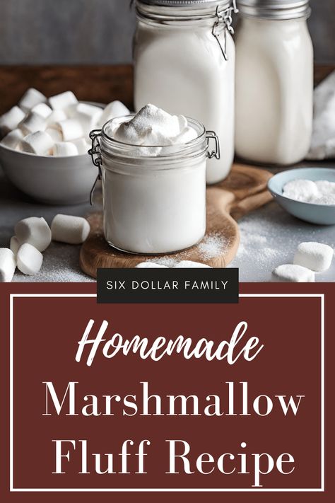 Elevate your desserts with the irresistible charm of homemade marshmallow fluff. Learn how to make marshmallow cream with marshmallows in this easy recipe for creating this luscious, sweet delight. Perfect for spreading, dipping, or adding a heavenly touch to your favorite treats! It's a flavor store bought marshmallow cream can't beat! How To Make Marshmallow Cream, Marshmallow Fluff Recipes Desserts, Homemade Marshmallow Cream, Marshmallow Fluff Recipe, Marshmellow Fluff, Marshmallow Fluff Recipes, Homemade Rice Krispies Treats, Simple Sugar Syrup, Homemade Marshmallow Fluff