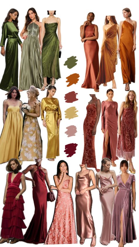 Boho Wedding Color Schemes, Cocktail Wedding Attire, Boho Wedding Colors, Art Deco Wedding Theme, Jackson Hole Wedding, Forest Theme Wedding, Wedding Party Outfits, Bridesmaid Dresses Long Chiffon, Elegant Dresses Classy