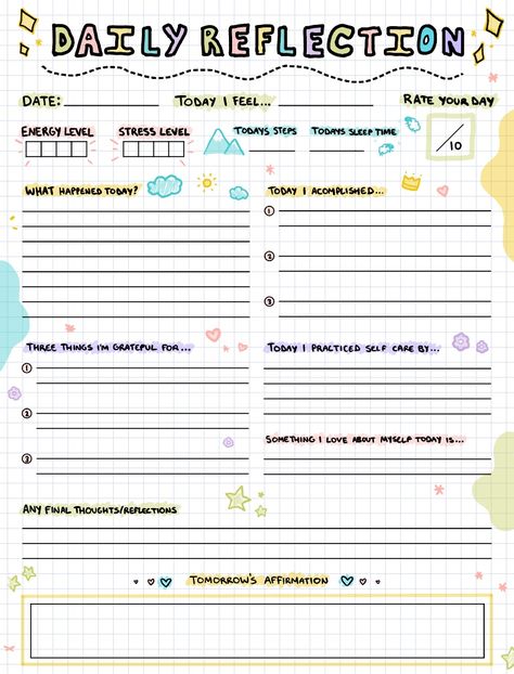 Daily Reflection - Notability Gallery Organisation, Aesthetic Whiteboard Ideas, Bujo Daily, Ipad Templates, Business Planner Printables, Revision Planner, Mental Health Tracker, Journaling Gratitude, Daily Planner Ideas