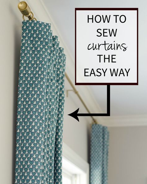 An easy-to-follow tutorial for how to sew curtains yourself. So simple and will save you TONS of money! Sewing Projects Curtains, How To Sew Window Curtains, Sew Curtains For Beginners Diy, Curtain Sewing Tutorial, Sew Your Own Curtains, Sew Curtains Ideas, Easy Sew Curtains, How Much Fabric For Curtains, Curtain Tutorial Sewing