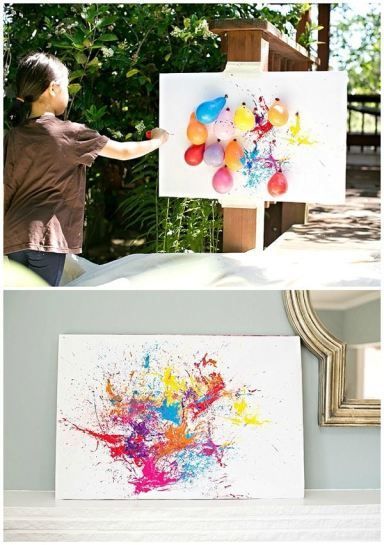 Balloon Dart Painting with Kids. A fun and creative way to paint outdoors! Aktiviti Prasekolah, Painting With Kids, Diy Balloon, Art Birthday Party, Aktivitas Montessori, Lukisan Cat Air, Art Birthday, Balloon Diy, Art Party