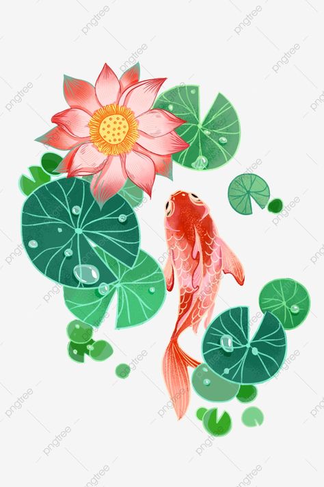 Lotus Clipart, Elementary Drawing, Lotus Drawing, Fish Png, Leaves Sketch, Koi Painting, Water Therapy, Asian Cards, Ikan Koi