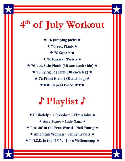 Fourth Of July Workout, 1776 Workout, July Workout Challenge, 4th Of July Workout, Rachel Mclish, Swimming Ideas, July Workout, Bootcamp Ideas, Lying Leg Lifts