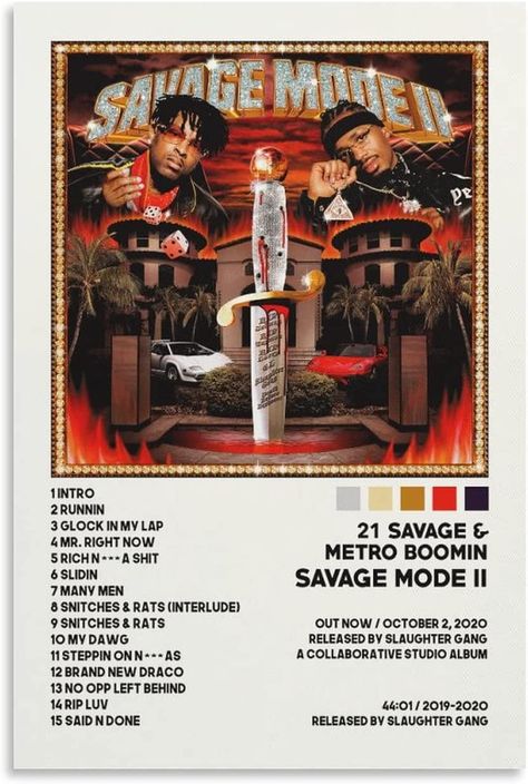 Savage Mode 2 Album Cover, Savage Mode Album Cover, 21 Savage Poster, Modern Wall Art Bedroom, Polaroid Album, Savage Mode, Savage Wallpapers, Rap Album Covers, Album Posters