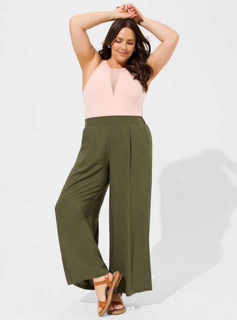 Pull On Wide Leg Washable Challis Pant Back To School Teacher Outfits Plus Size, Best Pants For Curvy Women, Plus Size Palazzo Pants Outfit, Plus Size Teacher Outfits High School, Summer Business Casual Outfits Plus Size, Full Figured Fashion For Women, Plus Size Wide Leg Pants Outfit, Big Belly Outfits Plus Size, 2024 Crafts