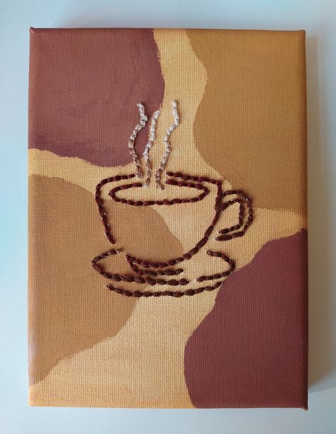 Tela, Painting With Thread On Canvas, Drawing Ideas Tempera, Needle Canvas Art, Embroidery On Painting Canvas, Canvas Sewing Art Ideas, Needle Art On Canvas, Thread Painting On Canvas, Canvas Sewing Art