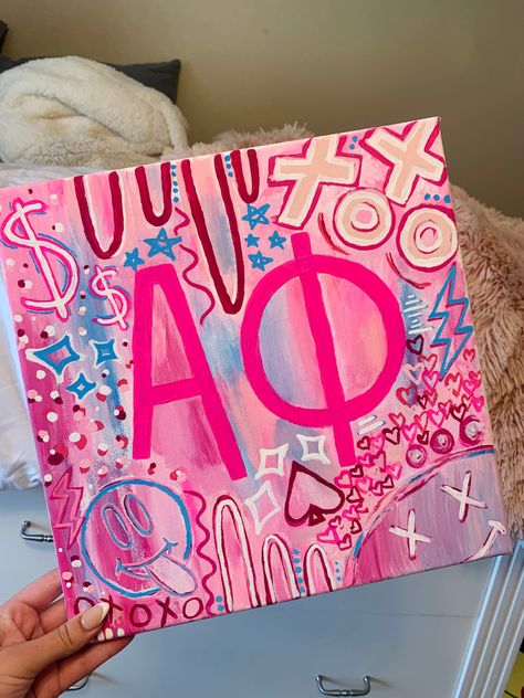 Abstract Sorority Canvas, Preppy Sorority Canvas, Trendy Sorority Canvas, Alpha Chi Canvas Ideas, Aphi Canvas Painting, Phi Mu Canvas Ideas, Painting Ideas On Canvas Sorority, Dz Canvas Painting, Sorority Wall Decor