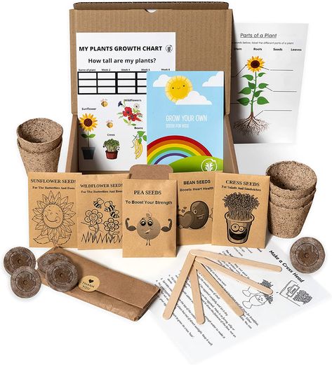 Plant Growth Chart, Kids Survival Kit, Kids Gardening Kit, Eco Gift Wrapping, Childrens Gardening, Kids Gardening, Emprendimiento Ideas, Garden Activities, Activity Sheets For Kids