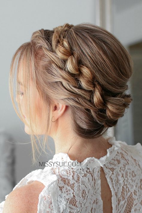 Crown Twist Braid | MISSY SUE Dutch Braid Crown, Blonde Bridal Hair, Crown Updo, Crown Braid Updo, Braid Crown, French Braid Updo, Missy Sue, Twist Braid, Braided Cornrow Hairstyles