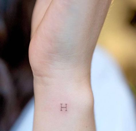 Capital H Letter Tattoo Small Letter H Tattoo, Letter Ankle Tattoo, Letter H Tattoo Design, Small H Tattoo Letter, Tiny H Tattoo, Capital Letter Tattoo Font, Capital Letter Tattoo, Tiny Initial Tattoo Letters, Letter Tatooes