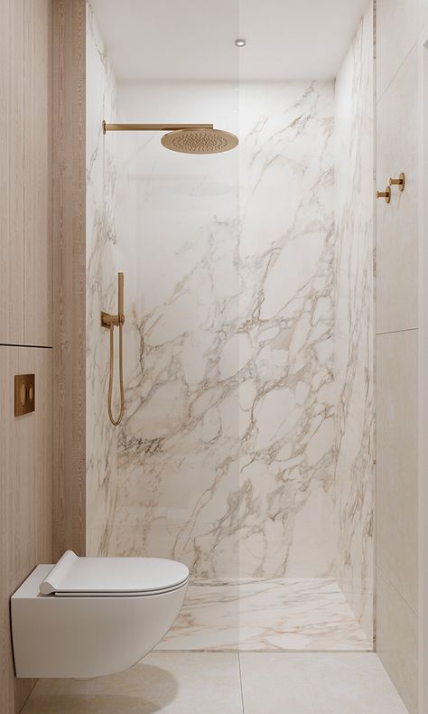 CROATIAN_01 on Behance Calcutta Gold Marble Bathroom, Cream Marble Bathroom, Cream Bathroom, Media Cabinets, Bathroom Paneling, Marble Tile Bathroom, White Marble Bathrooms, White Marble Tiles, Custom Headboard