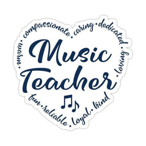 Decorate laptops, Hydro Flasks, cars and more with removable kiss-cut, vinyl decal stickers. Glossy, matte, and transparent options in various sizes. Super durable and water-resistant. Cute Music teacher with musical notes, heart shape, music education, music ed, teach, teacher, creativity, gift for music teacher Thank You Music Teacher, Music Teacher Quotes, M Sticker, Teacher Images, Cute Music, Heart Music, Music Teacher Gifts, Teaching Teachers, Music Ed