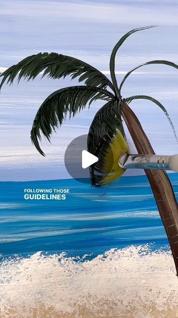 Emily Seilhamer on Instagram: "[clip] How to paint a palm tree! 🎨 #tutorials #easypainting #beachvibes #paintingtips" Palmas, Emily Seilhamer Art, Beach Painting Tutorial, Palm Tree Drawing Easy, Easy Beach Painting, 3d Beach Art, Painting Techniques Canvas, Palm Tree Clip Art, Tree Painting Easy