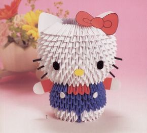 3D Origami | cute hello kitty and friends made of 3d origami if you want the ... Cute Hello Kitty And Friends, 3d Modular Origami, Origami Koi Fish, 3d Origami Tutorial, Origami Book, Origami Diagrams, Japanese Washi Paper, Origami Patterns, Book Origami