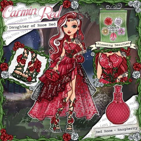 Garden Gala - Rosaceæ Royalty: Nevanna White ™ & Carmin Red™ 2-pack The cousins Carmin Red ™ and Nevanna White ™ have the same roots and… Ever After High Dresses, Eah Characters, Eah Oc, Garden Gala, Ever After High Rebels, Arte Monster High, Ever After Dolls, High Characters, Monster High Pictures