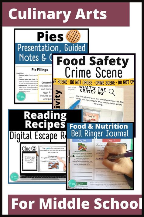 lesson plans for culinary arts curriculum middle school family and consumer science Economics Lessons High School, Middle School Economics, Home Economics Classroom, Facs Lesson Plans, Cooking Lesson Plans, Culinary Classroom, Escape Room Ideas, Culinary Lessons, Life Skills Kids