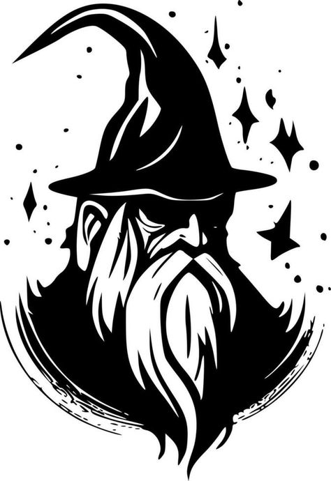 Wizard - High Quality Vector Logo - Vector illustration ideal for T-shirt graphic Wizard Sketch, Wizard Drawing, Wizard Logo, Wizard Drawings, Cap Illustration, Wizard Art, Wizards Logo, Flat Art, Class Design