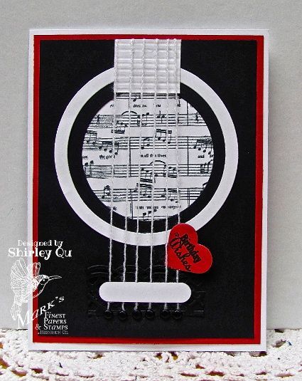 By Shirley Qu (wannabcre8tive at Splitcoaststampers). Cute Guitar Card! Handmade Birthday Cards, Masculine Cards, Musical Cards, Hur Man Målar, Masculine Birthday Cards, Boy Cards, Birthday Cards For Men, Musical Notes, Special Cards