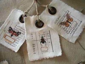 Tag And Label Ideas For Your Handmade Products 38 Sales Tags Ideas, Tag Ideas Clothing, Hang Tag Ideas, Creative Label Design, Insect Fabric, Stamped Tags, Packaging Fabric, Stamped Fabric, Merchandise Tags