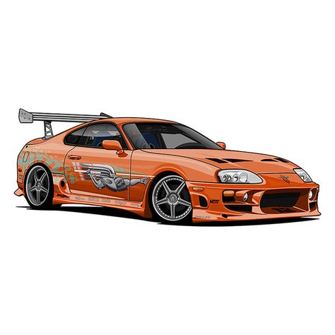 Vector illustration - Paul Walker Toyota Supra Mark IV Twin Turbo "The Fast and the Furious". Kereta Sport, The Fast And The Furious, Slammed Cars, Fast And The Furious, Toyota Supra Mk4, Mobil Drift, Jdm Wallpaper, Car Artwork, Street Racing Cars