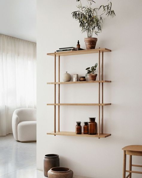 Kollekted by on Instagram: “Bond by Main from Fogia, a versatile shelving system that easily can be mounted from the ceiling or on the wall.  Design your own version…” Diy Shelves Design, Diy Shelves Ideas, Casa Loft, Shelving Design, Modular Shelving, Shelving Systems, Shelf Design, Wall Mounted Shelves, Diy Shelves