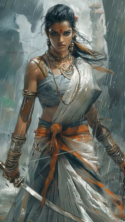 Tatya Tope Image, Indian Female Warrior Character Design, Fantasy Indian Princess, Warrior Women Drawings, Indian Fantasy Aesthetic, Fantasy Royalty Art, Indian Queens Royals, Indian Princess Art, Indian Warrior Art