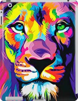 Slim impact-resistant polycarbonate case with protective lip and full access to device ports. Vibrant colors embedded directly into the case for longevity. Available for iPad 4/3/2. neon colored psychedelic lion Lion Tapestry, Beach Canvas Paintings, Rainbow Lion, Arte Occulta, Tapestry Pattern, Arte Doodle, Lion Wallpaper, Lion Painting, Posca Art