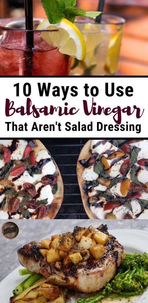 10 Ways to Use Balsamic Vinegar that aren't for Salad Dressing #balsamic #vinegar #glaze #cook #ideas #howto #food #recipes #aged #dinner #balsamicvinegar #balsamicglaze #healthy Salad Dressing Balsamic Vinegar, Balsamic Vinegarette Dressing, Basalmic Vinegar, Balsamic Vinegar Glaze, Balsamic Vinegarette, Fig Balsamic Vinegar, Cook Ideas, Balsamic Glaze Recipes, Balsamic Vinegar Recipes