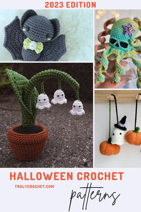 Get ready for a spook-tacular crochet adventure with our collection of 12 Halloween Amigurumi Crochet Patterns! Dive into the world of whimsical and eerie creatures as you craft your way to a hauntingly adorable Halloween. From ghostly ghouls to cute and creepy critters, these patterns will inspire your creativity and add a touch of handmade charm to your spooky season décor. Click to view the patterns. Amigurumi Patterns, Crochet Amigurumi Inspiration, Crochet Halloween Gifts, Halloween Crocheting Ideas, Crochet New Sew Amigurumi, Spooky Crochet Free Pattern, Crochet Spooky Pattern Free, Crochet Pumpkin Amigurumi, Amigurumi Skull Free Pattern