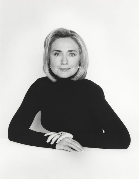 This section of the exhibit includes professional portraits taken of each candidate in the past, with the goal of illustrating a sharp contrast with the press images being taken of them today. Here, Hillary Clinton poses for a portrait in 1996. Corporate Headshots Women, Business Headshots Women, Business Portraits Woman, Professional Portrait Photography, Professional Headshots Women, Business Portrait Photography, Headshot Poses, Headshots Women, Corporate Portrait