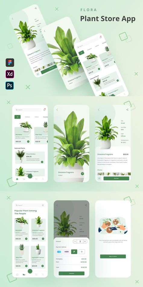 Gardening App Design, Plant App Ui, Plant App Design, Nursery Logo Design, Plant Website, Garden App, Moodboard App, App Template Design, App Wireframe