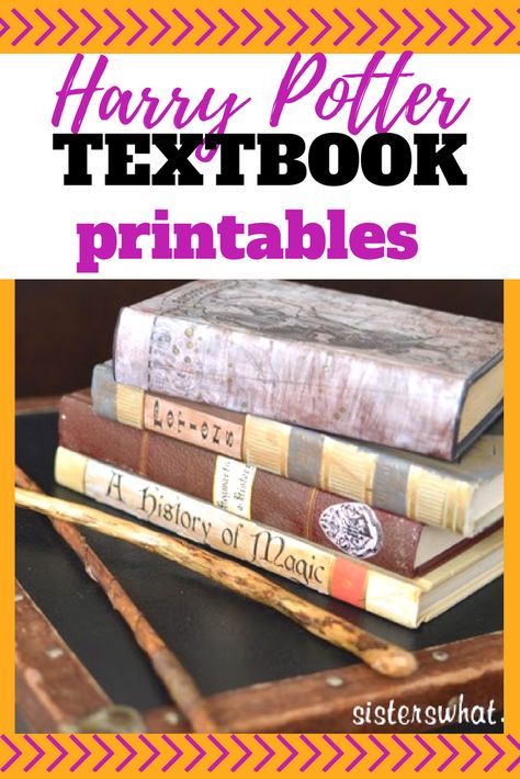 Make a little magic with this Harry Potter inspired textbooks or spell book printables from Sisters What. You'll love how easy they are to access and download for your own library. #harrypotter #spellbooks #textbooks Harry Potter Book Covers Printable, Harry Potter School Books, Harry Potter Shower, Printable Harry Potter, Harry Potter Spell Book, Marathon Prep, Harry Potter Book Covers, Book Printables, Harry Potter Theme Birthday