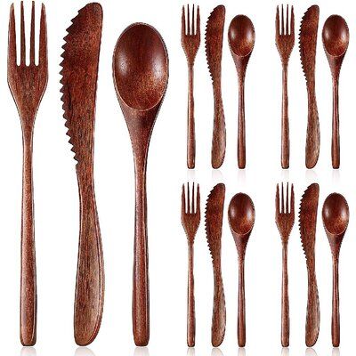 Wooden Flatware, Friends Kitchen, Spoon And Fork Set, Wooden Ladle, Spoon Fork Knife, Travel Utensils, Wooden Tableware, Wooden Fork, Kitchen Cookware Sets