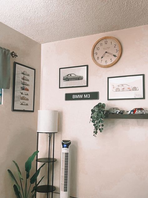 Guy Bedroom Inspiration, Car Theme House Decor, Bedroom Ideas For Car Guys, Car Enthusiast Home Decor, Room Ideas For Car Guys, Diy Car Bedroom Decor, Car Guy Home Decor, Car Living Room Decor, Car Decor Living Room