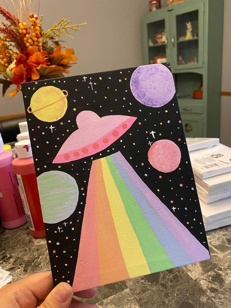 Bodypainting, Rainbow Drawing, Space Drawings, Posca Art, Rainbow Painting, Space Painting, Simple Canvas Paintings, Easy Canvas Art, Cute Canvas Paintings