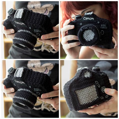 Amigurumi Reflex Camera – Get The Pattern, Make a Unique Gift! | KnitHacker Reflex Camera, Crochet Dolls, Crochet Camera, Patron Crochet, Crochet Gifts, Cute Crochet, Crochet Crafts, Diy Crochet, Amigurumi Pattern