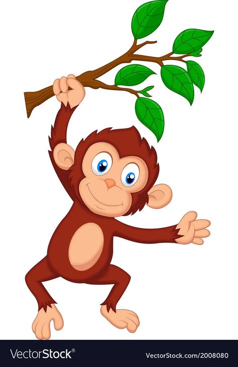 Cute monkey cartoon hanging vector image Cartoon Monkey Drawing, Monkey Drawing Easy, Cute Monkey Cartoon, Cartoon Jungle Animals, Monkey Cartoon, Zoo Map, Monkey Drawing, Clock Craft, Hanging Monkey