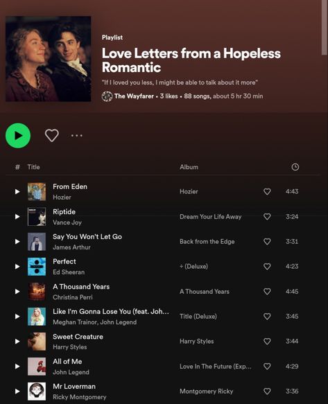 Love Playlists Spotify, Romantic Song Playlist, Song That Remind Me Of Him, Pov Your In Love Songs, Romance Playlist Name Ideas, Forbidden Love Songs, Unrequited Love Songs Playlist, Love Songs Playlist For Him, Romantic Songs Playlist